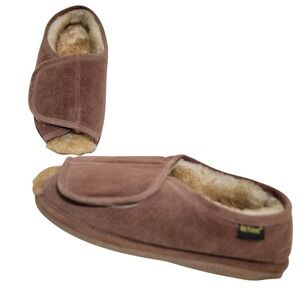 Old Friend Mens Step-In Suede Sheepskin Lined Chestnut II Slippers M 10.5-11.5